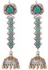 Golden And Silver Studded Jhumka Style Earrings